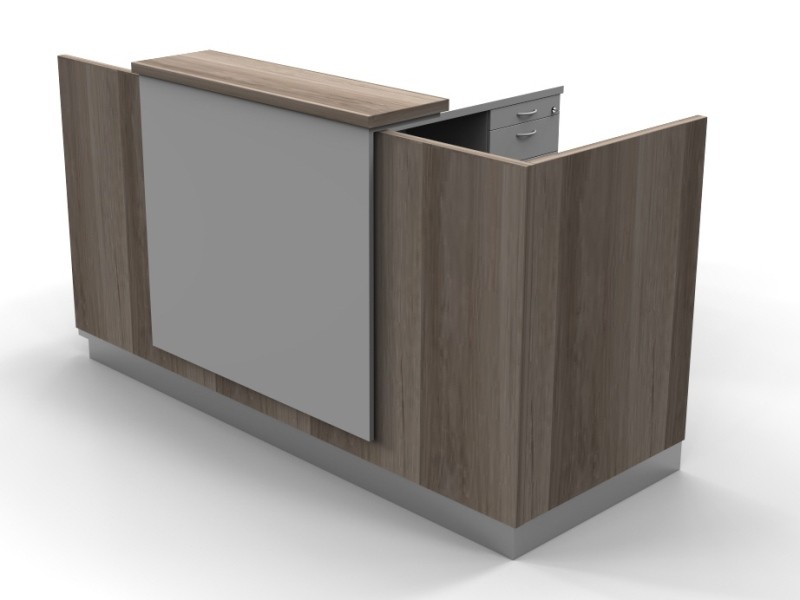 Timber and white Pioneer reception counter